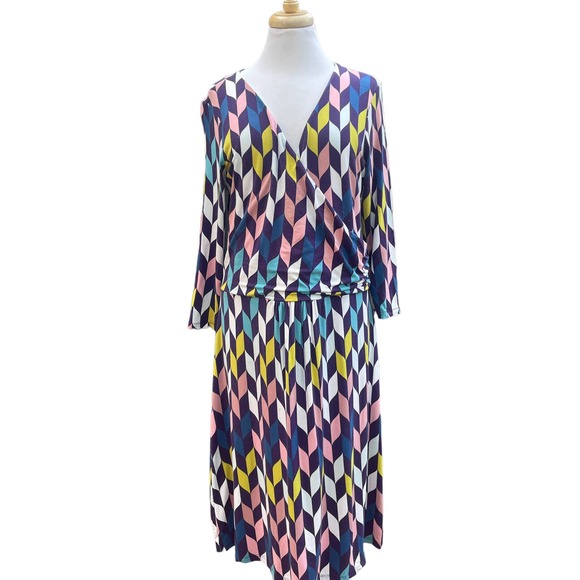 Boden | Geometric Print Faux Wrap Dress - Picture 12 of 12